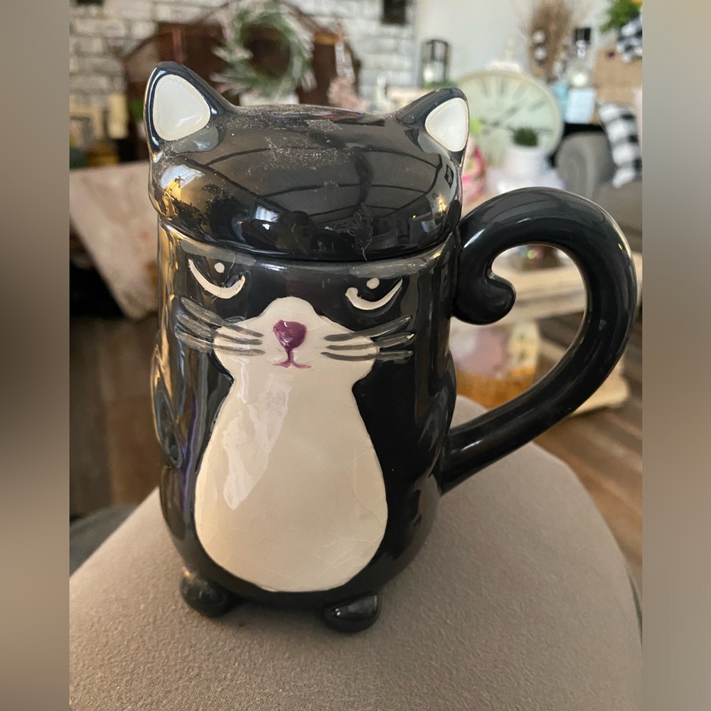 7 2/$10 Cat Mug-streamline crack top make a great planter p04